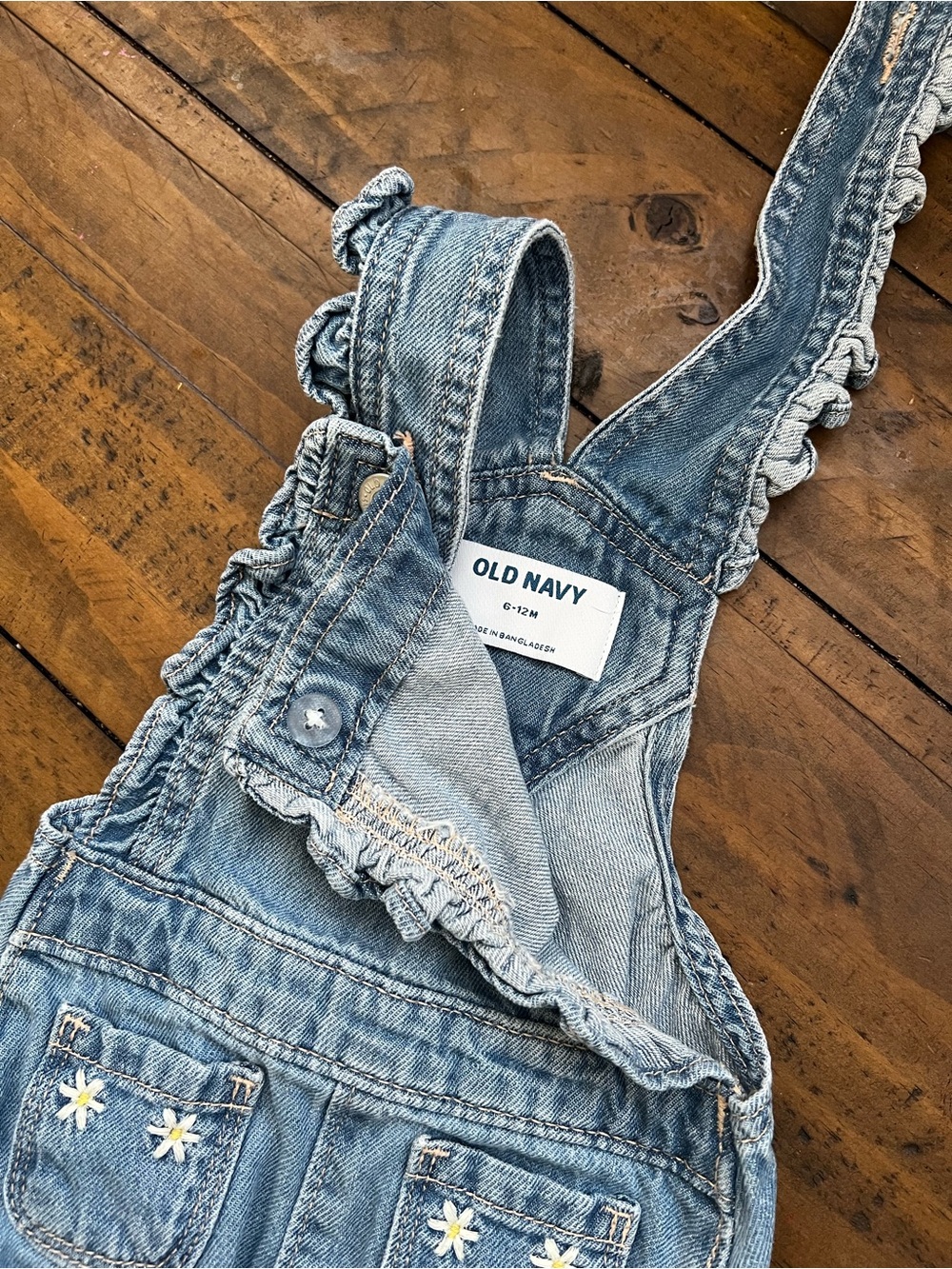 Denim Old Navy Ruffle Baby Overalls - Picture 2 of 4